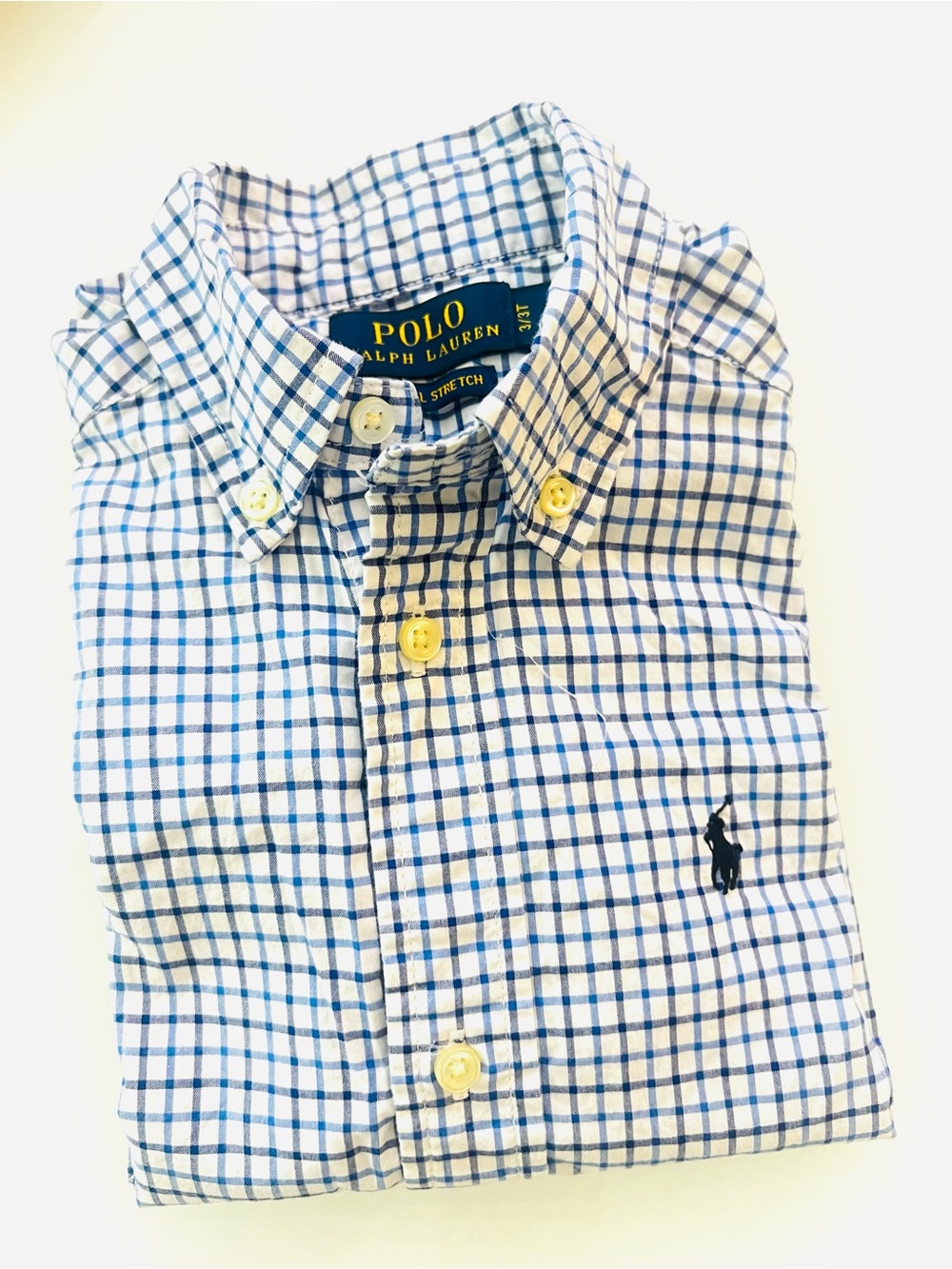 Ralph Lauren Boys White & Blue Check Button-Down Shirt